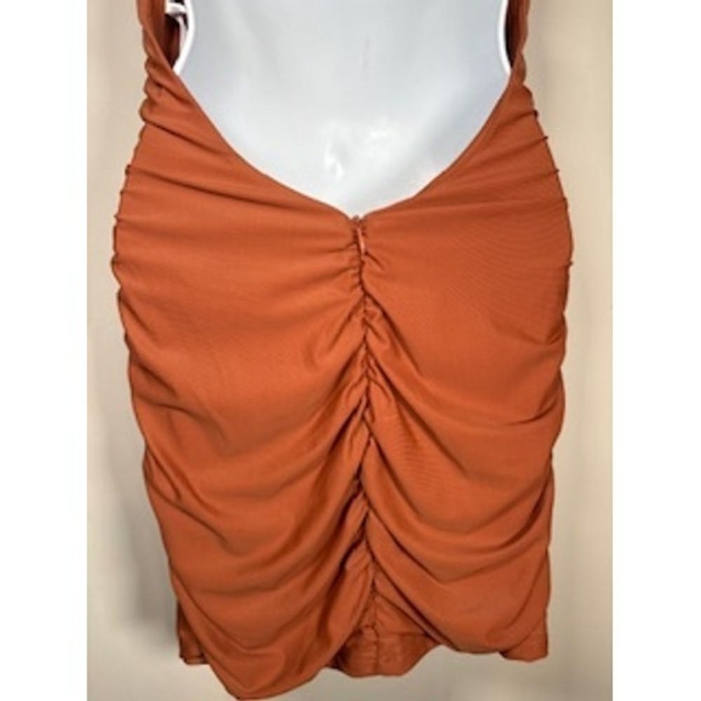 SUPERDOWN Ruched Mini Dress Small Rust Orange Open Back Revolve Night Out Party - Picture 6 of 8